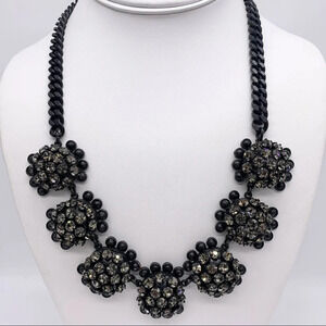 J. Crew Gray Crystal Clusters Matte Black Chain Necklace